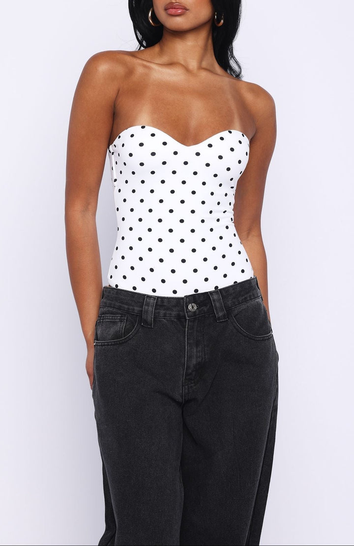 Bella White Polka Muse Bodysuit