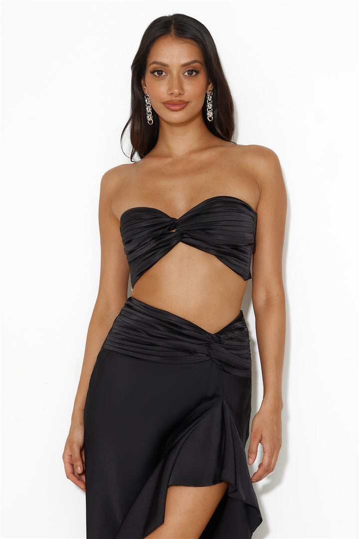 Amelie Bandeau Crop Top Black