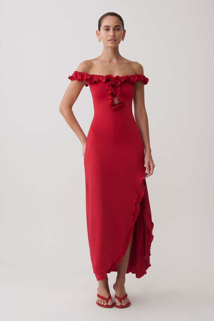 Rihanna Ruffle Midi Dress