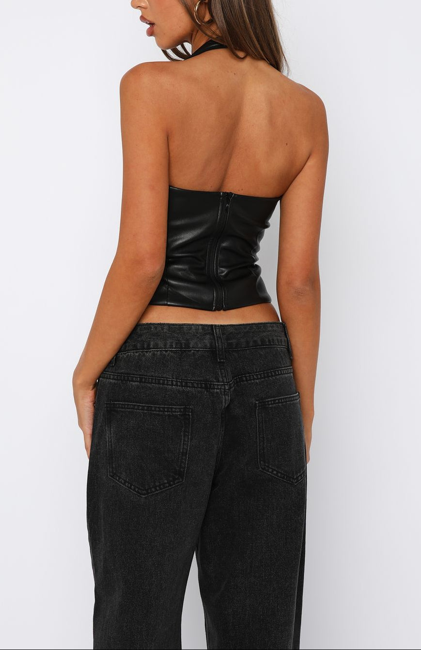 Rebel Girl Leather Halter Top