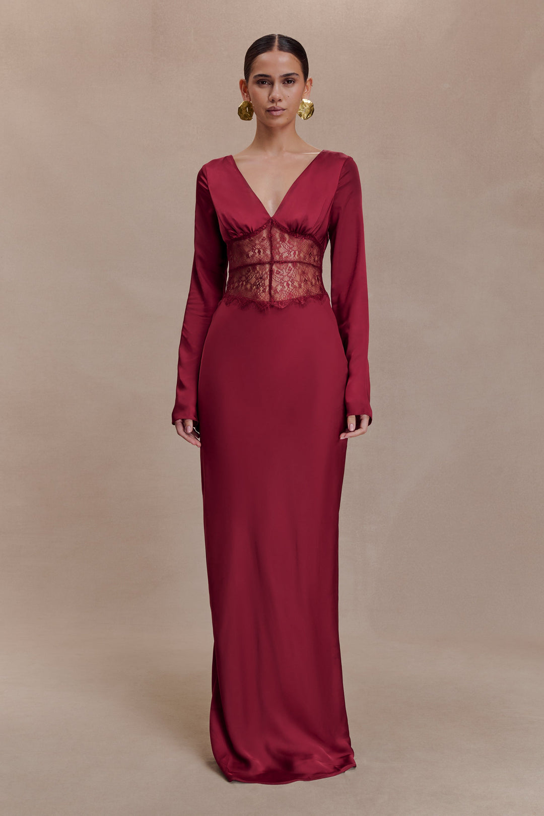 Anamaria Satin and Lace Maxi Dress