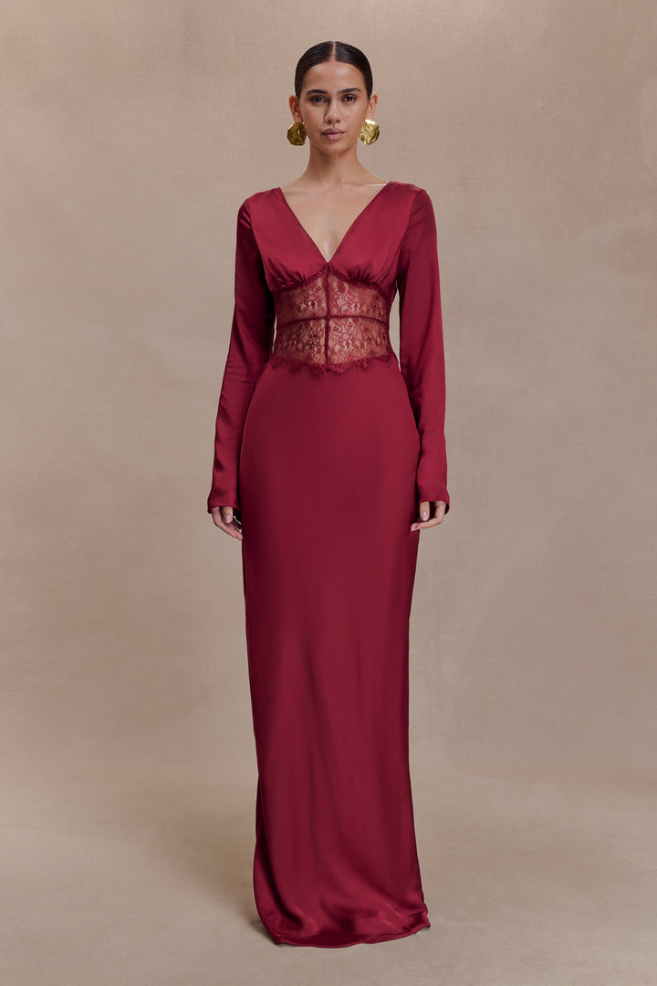 Anamaria Satin and Lace Maxi Dress