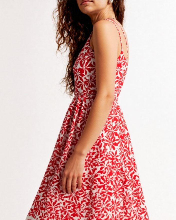 Isina Strappy dress MIDI DRESS WhiteFloralprint