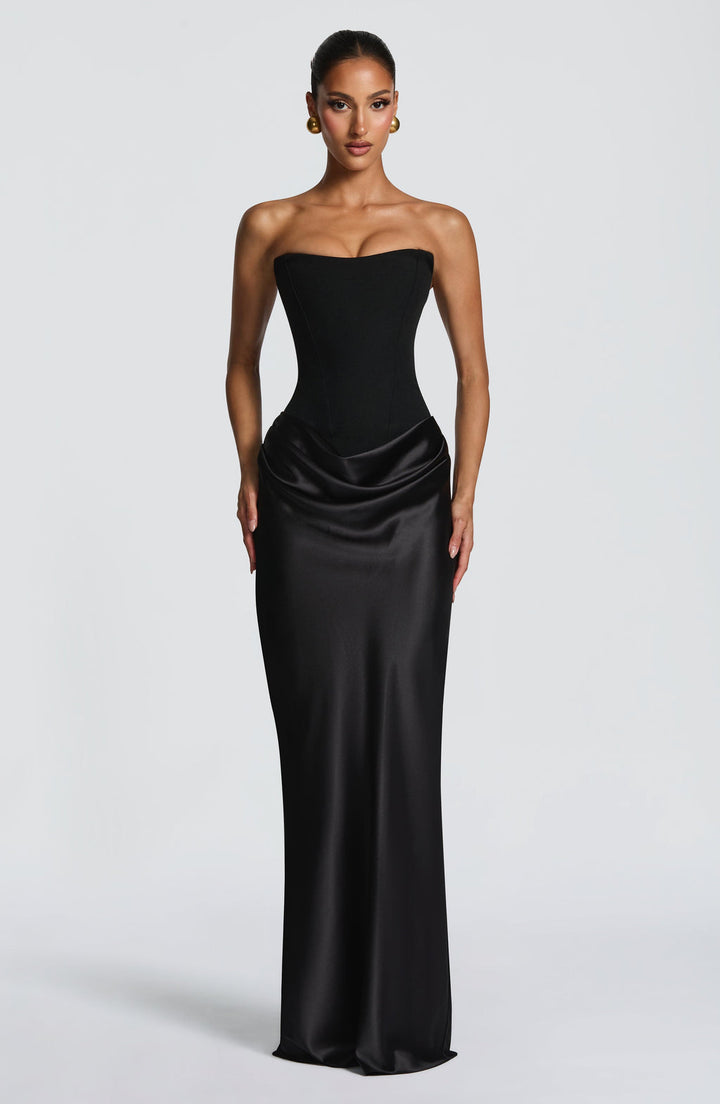 Cheri Cheri Lady Satin Draped Maxi Dress