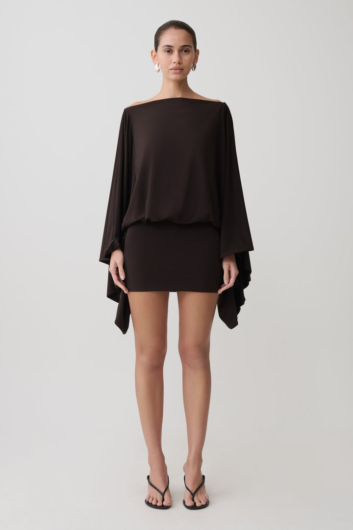Lana Boat Neck Cape Mini Dress
