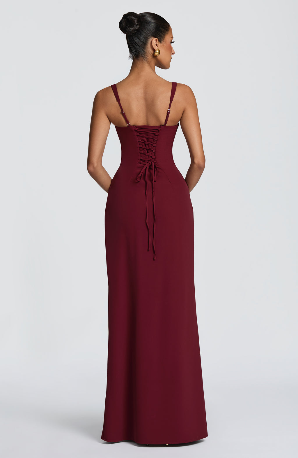 Sienna Midnight Slit Maxi Dress in Maroon