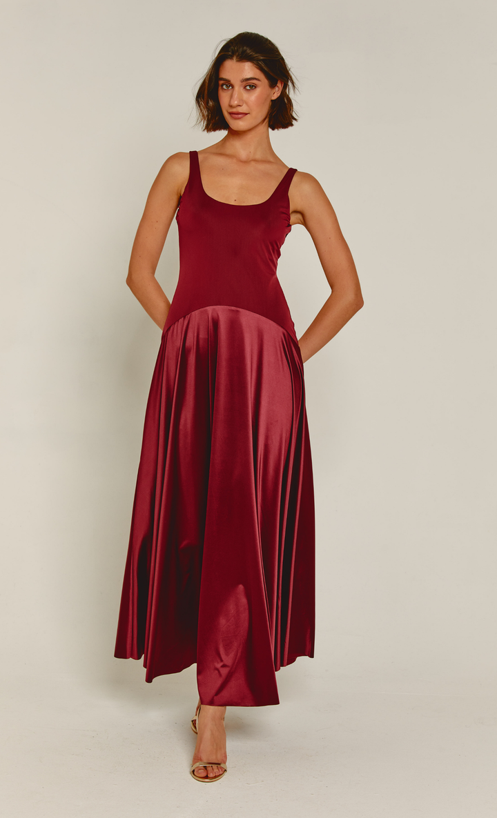 Amelia Satin Flared Dress