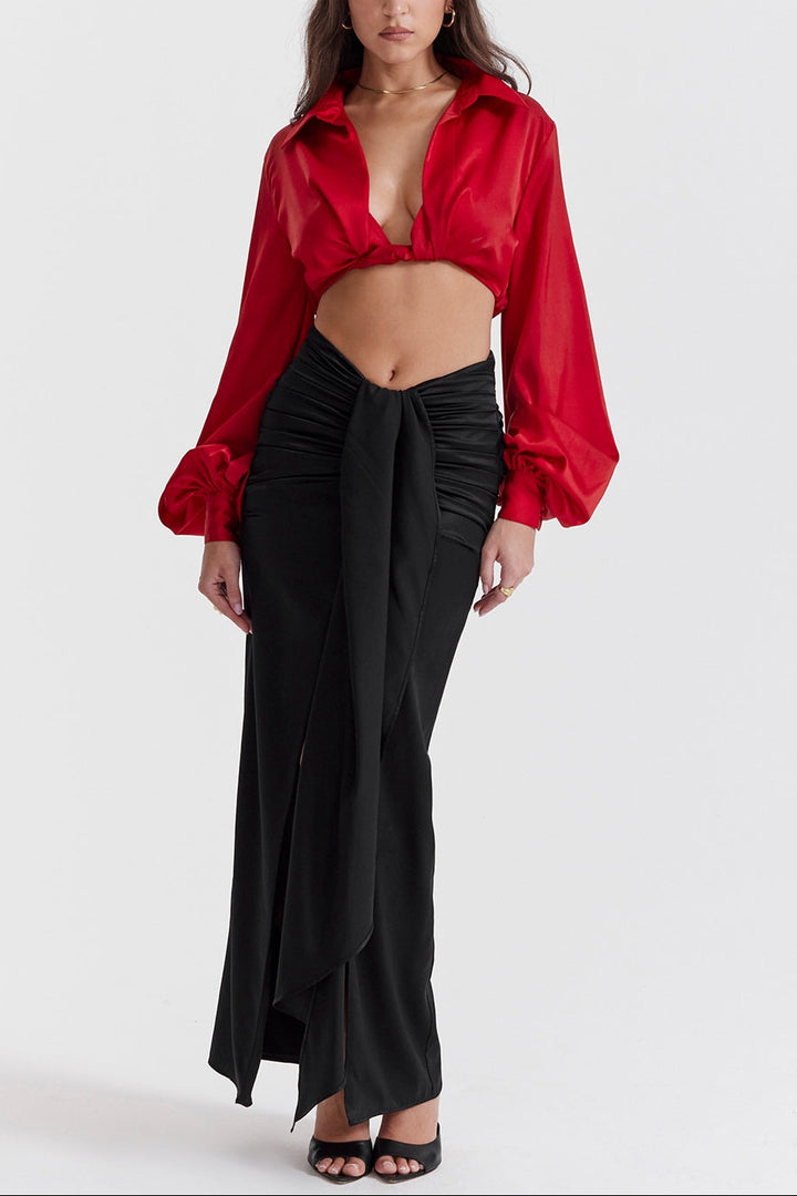 Millie Balloon Sleeve Satin Top