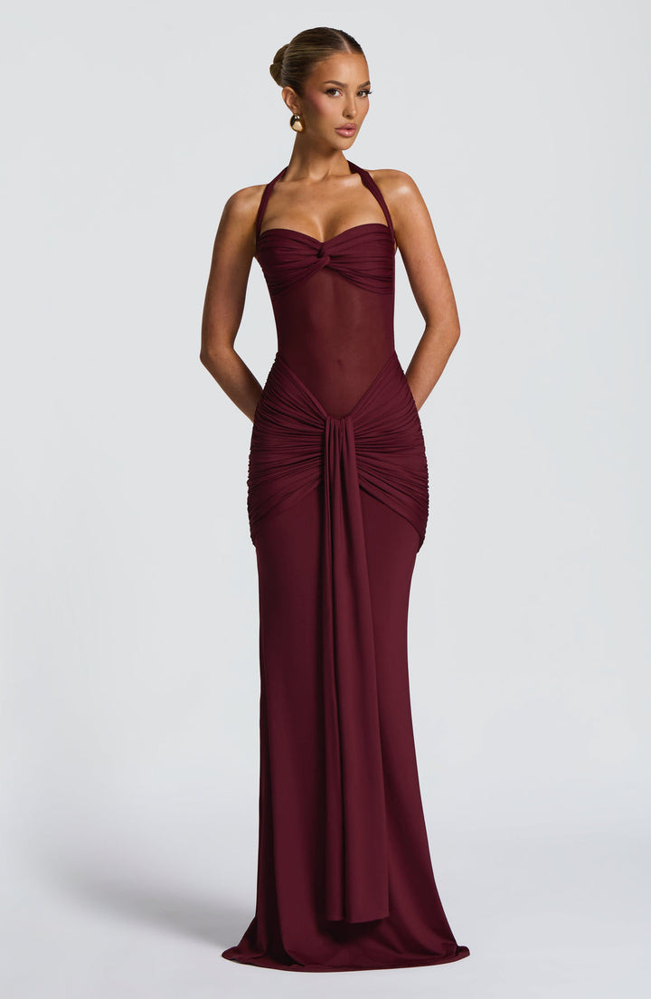 Carla Meshplay Maxi Dress - Cherry Lacquer