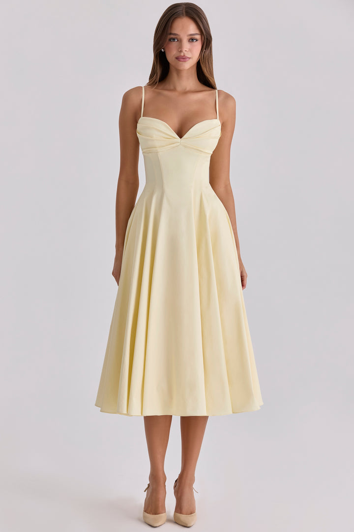 Daisy Midi Dress in butter yellow