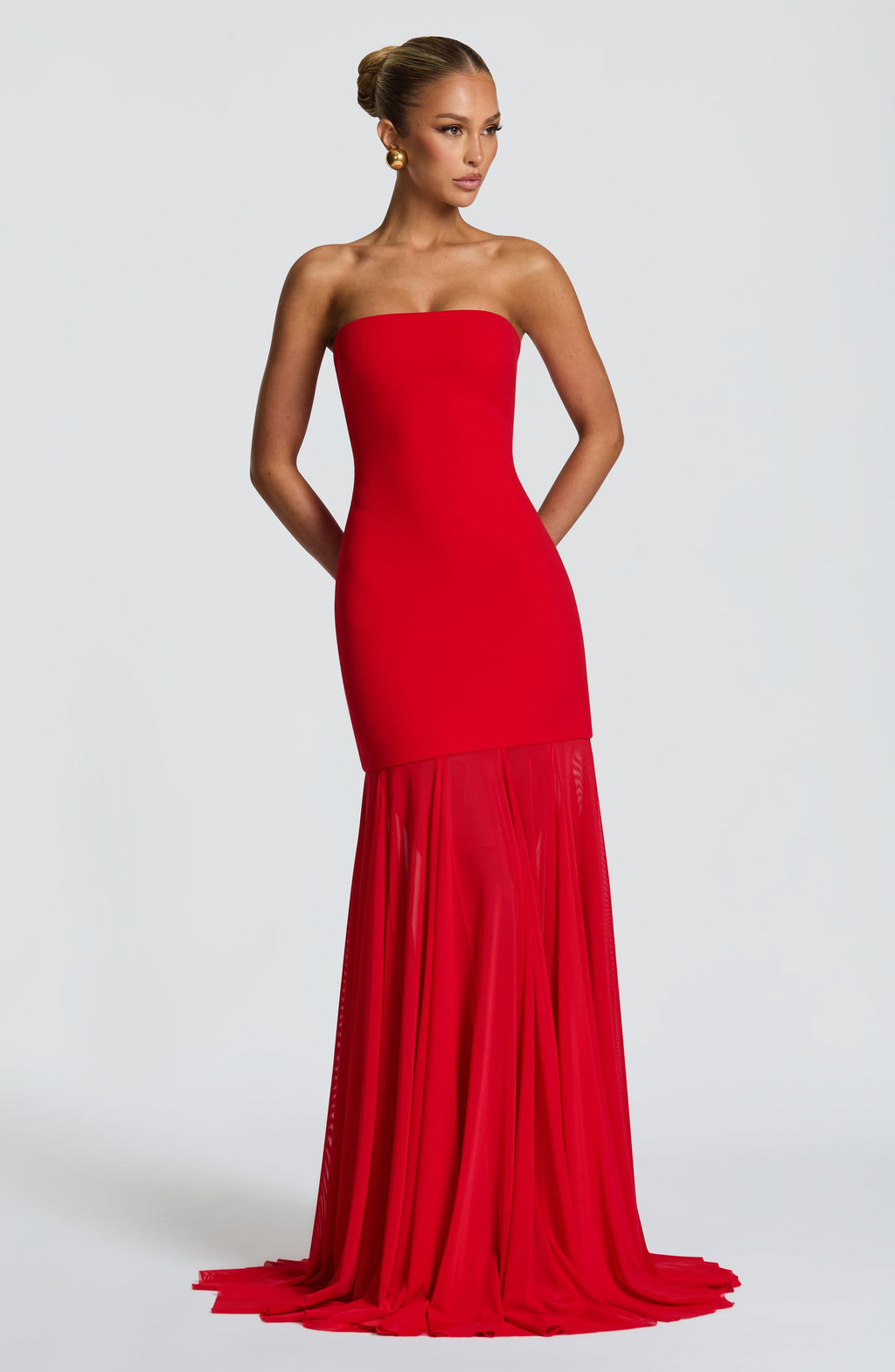 Dear Karma Red Mesh Maxi Dress
