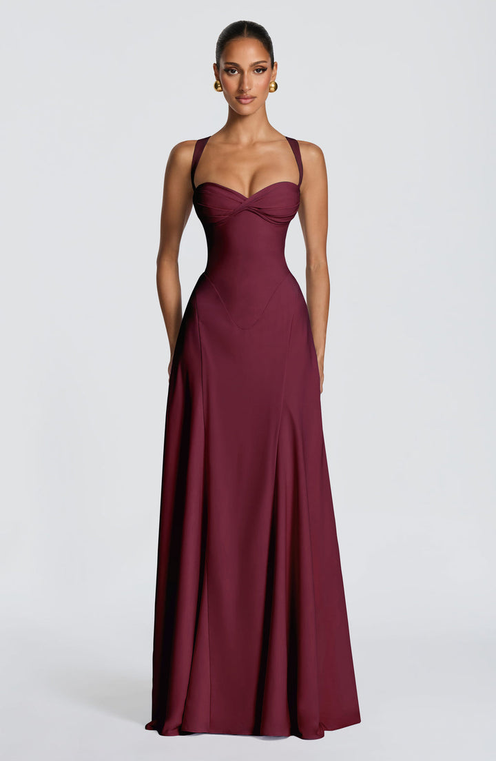 Anora Maxi Dress in Cherry Lacquer