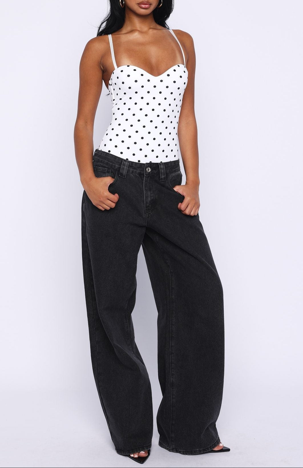 Bella White Polka Muse Bodysuit
