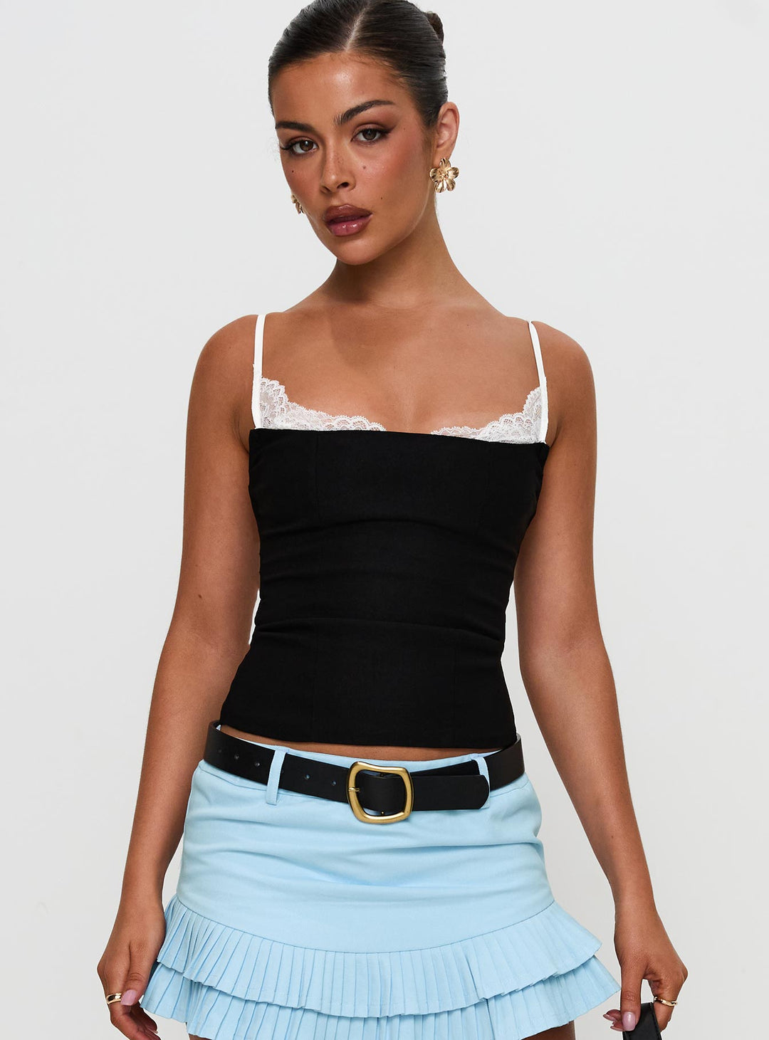 Luna Polka Lace Cami Top in White