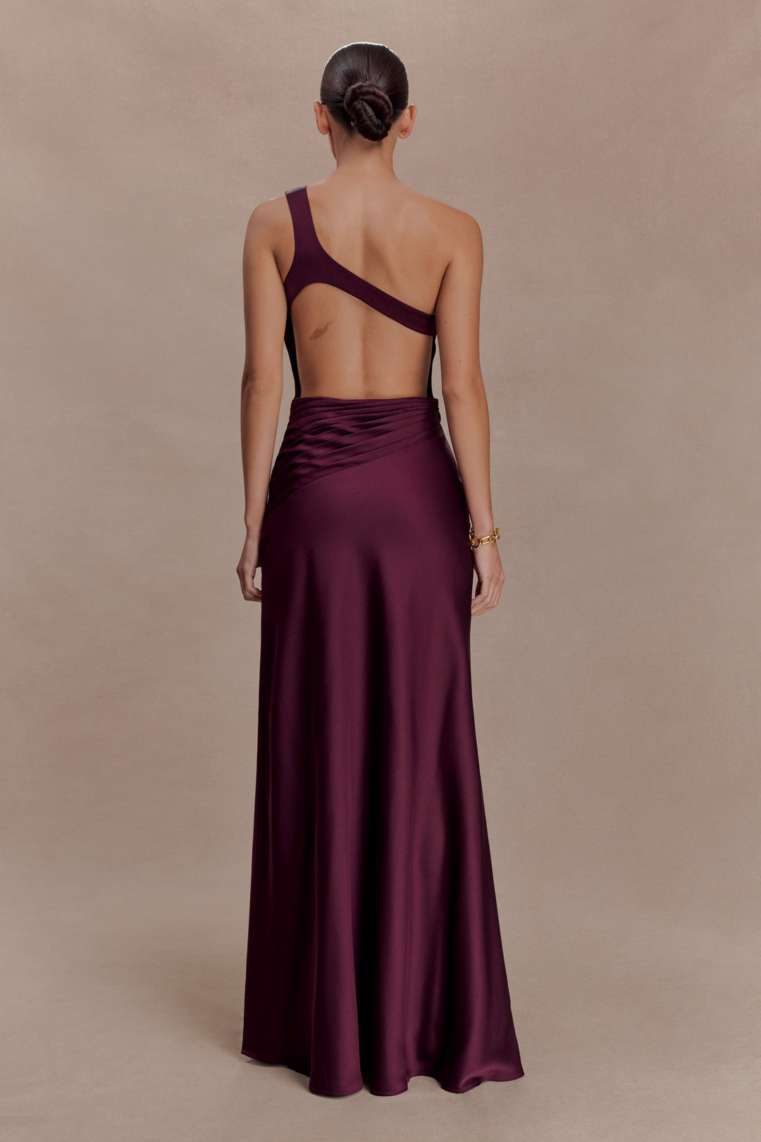 Iris Asymmetrical Satin Maxi Dress