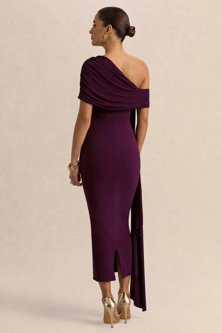 Maeve Drape Midi Dress Black