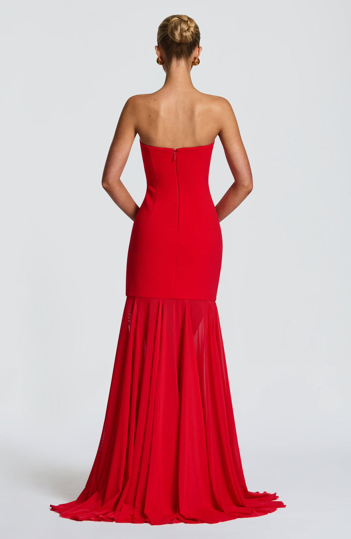 Dear Karma Red Mesh Maxi Dress