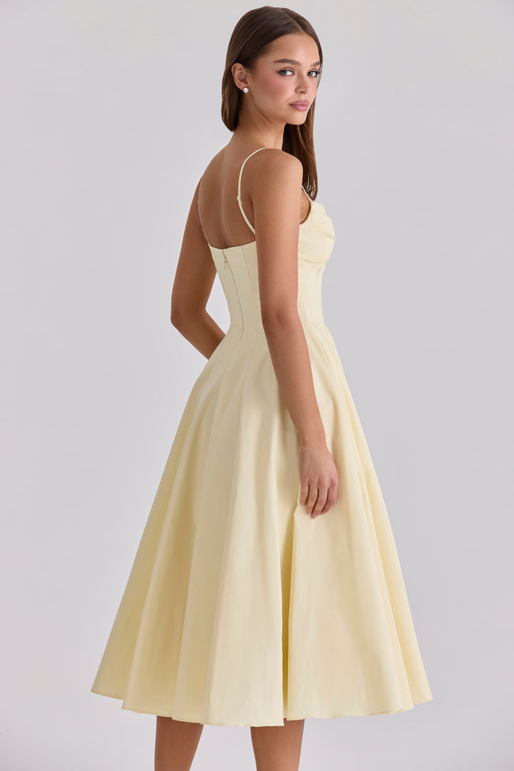 Daisy Midi Dress in butter yellow