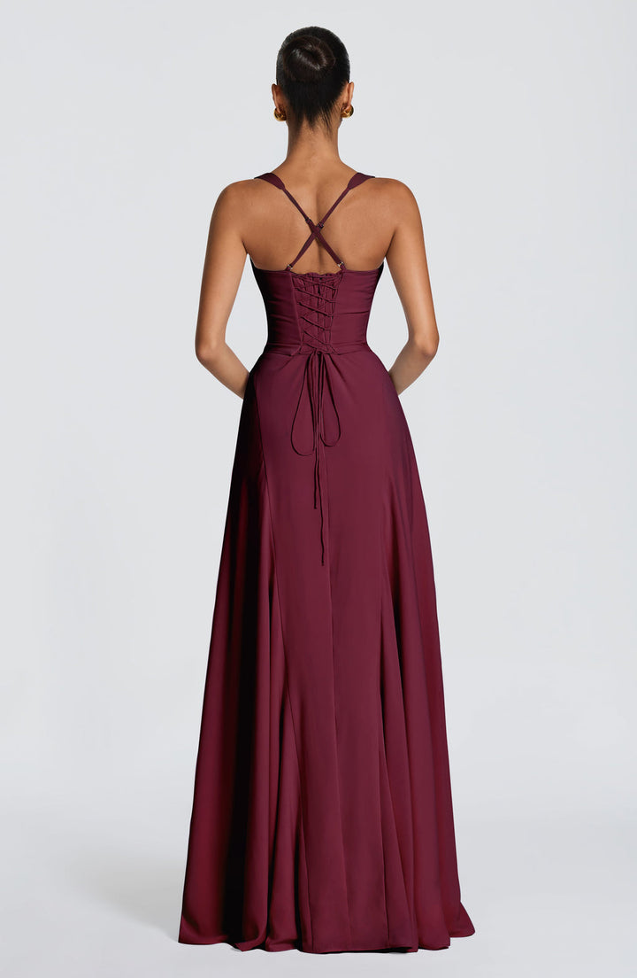 Anora Maxi Dress in Cherry Lacquer