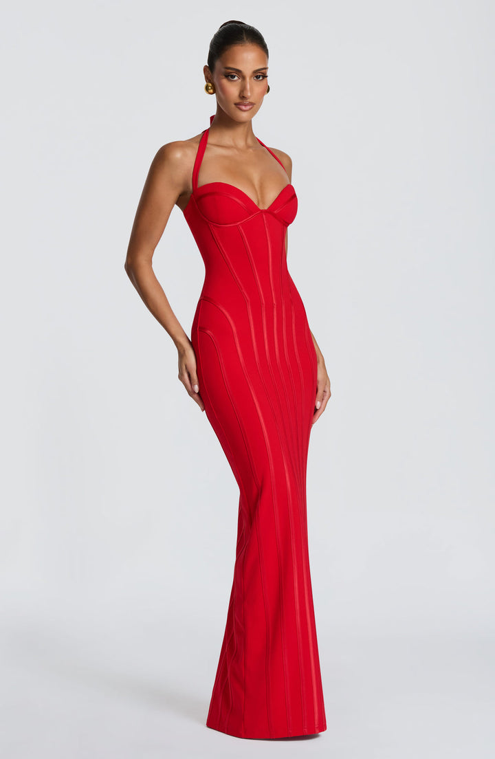 Contour Luxe Maxi Dress in Red