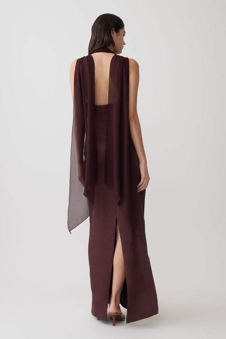 Ravelle Draped Satin Maxi Dress