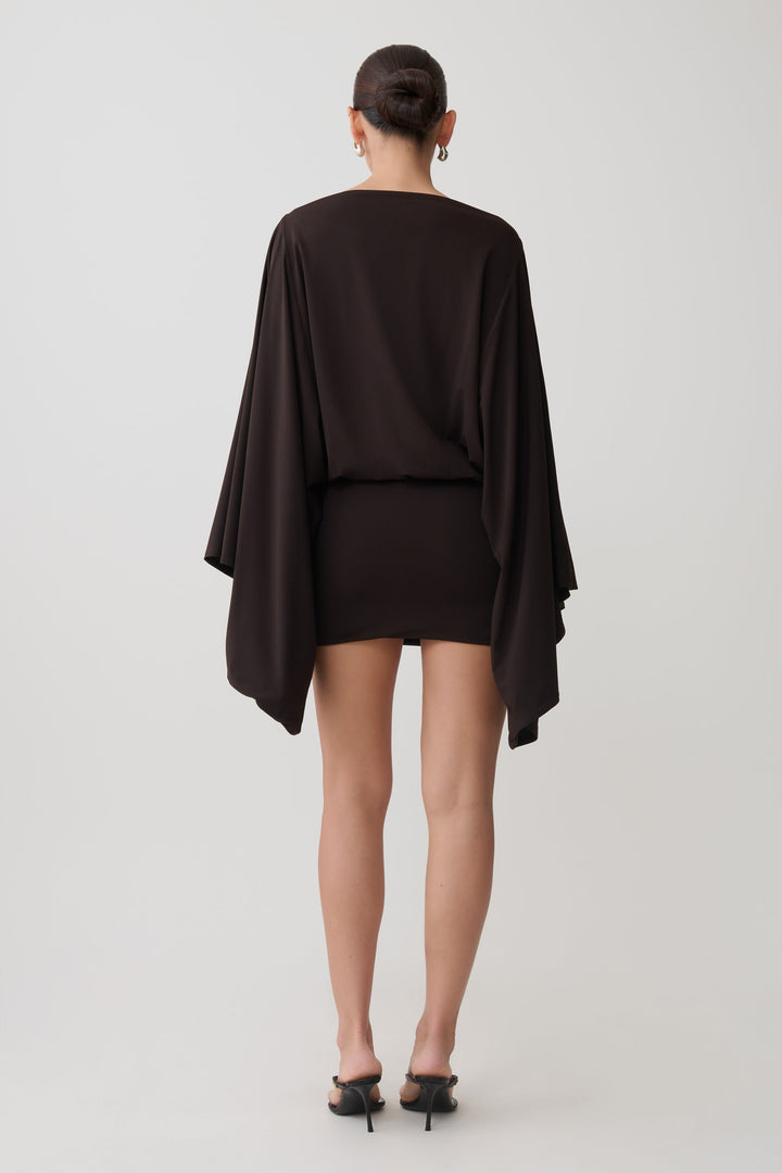 Lana Boat Neck Cape Mini Dress
