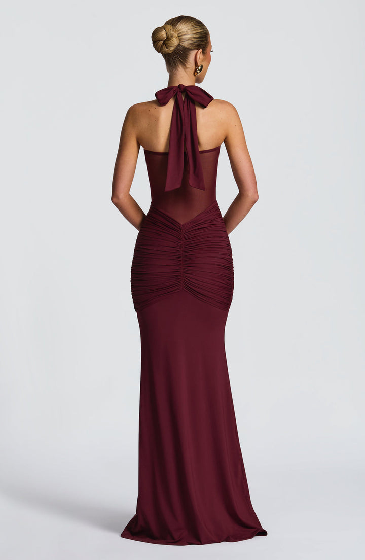 Carla Meshplay Maxi Dress - Cherry Lacquer