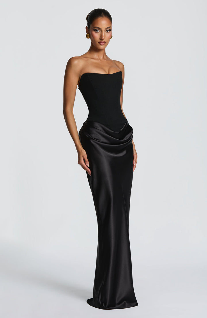 Cheri Cheri Lady Satin Draped Maxi Dress