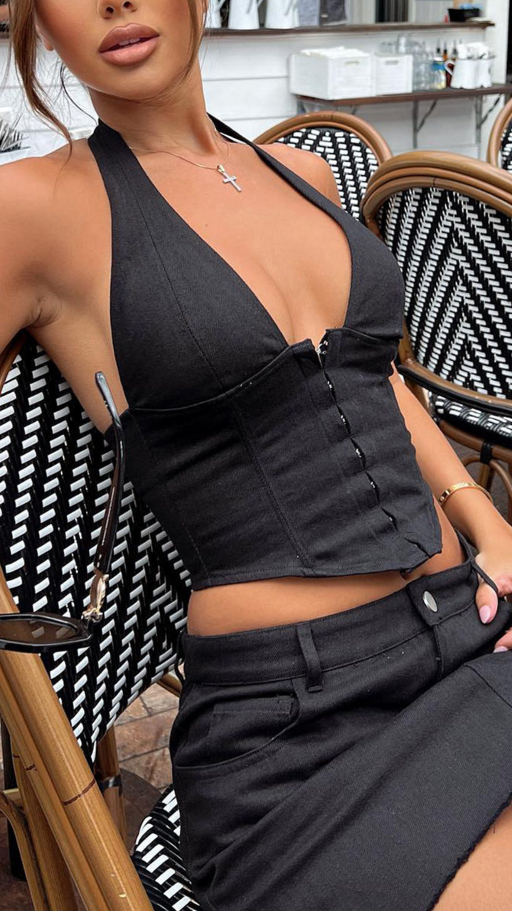 Rowena Bustier Top in Black