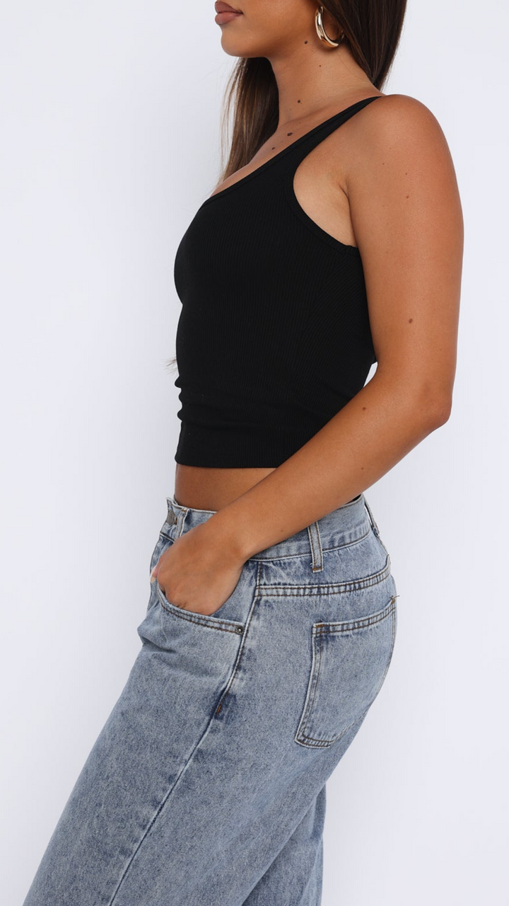 Lumi Ribbed Tank Top in Black