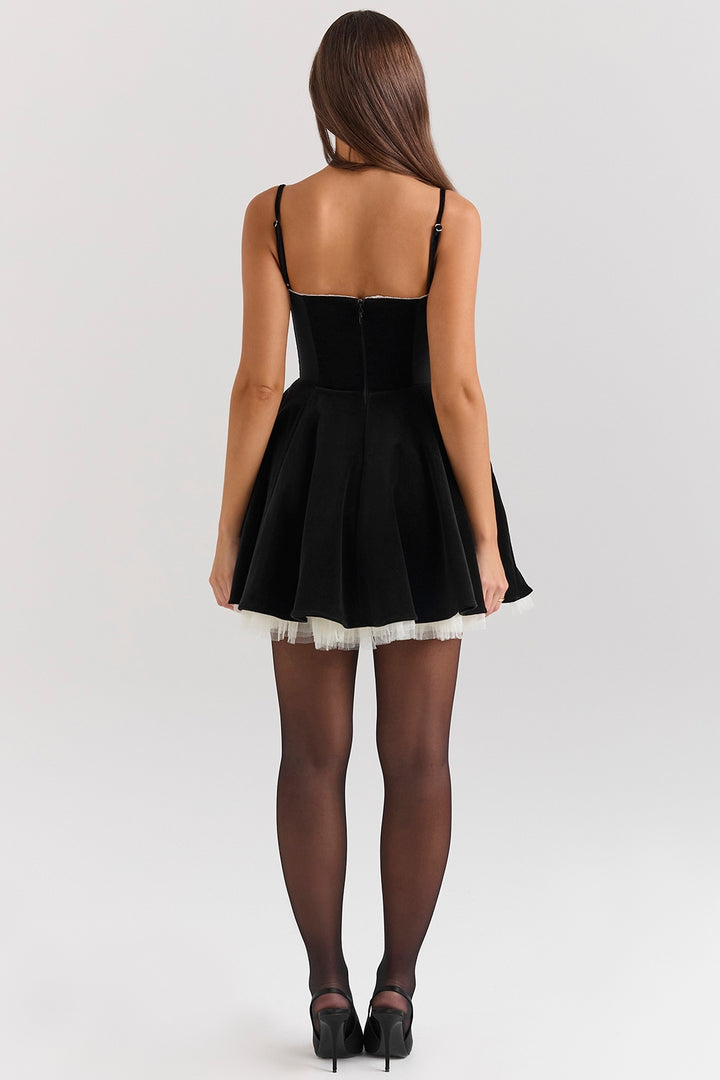 Holly Velvet Mini Dress in Black