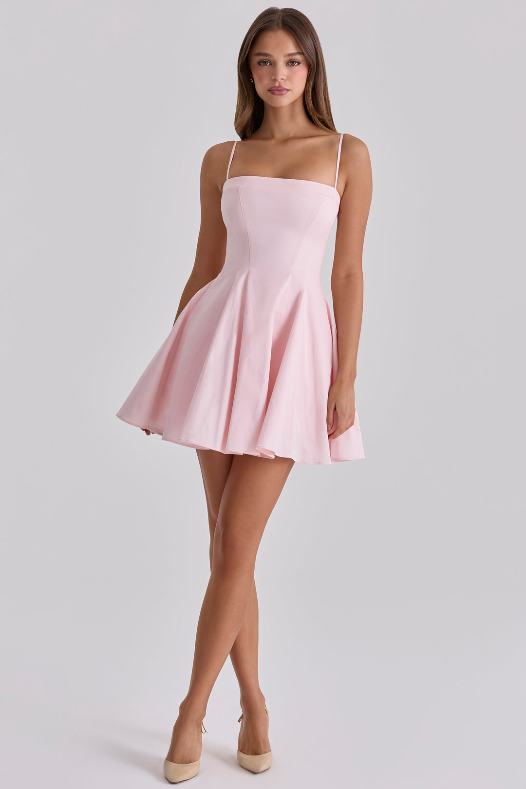 Belle Mini Dress in Baby Pink
