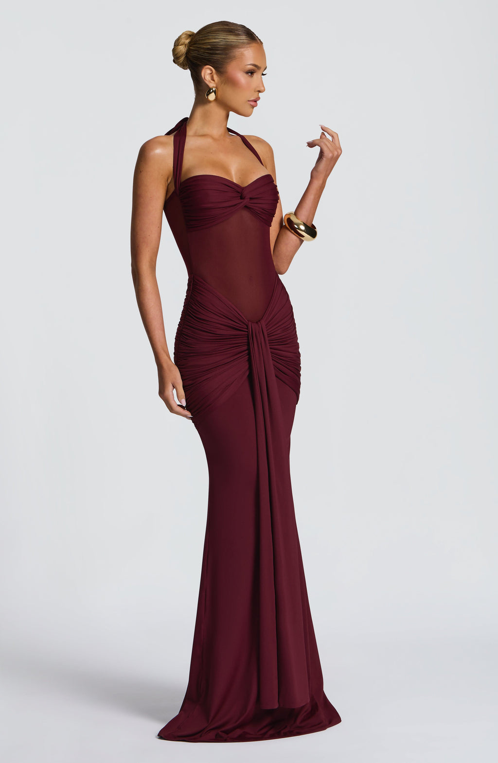 Carla Meshplay Maxi Dress - Cherry Lacquer
