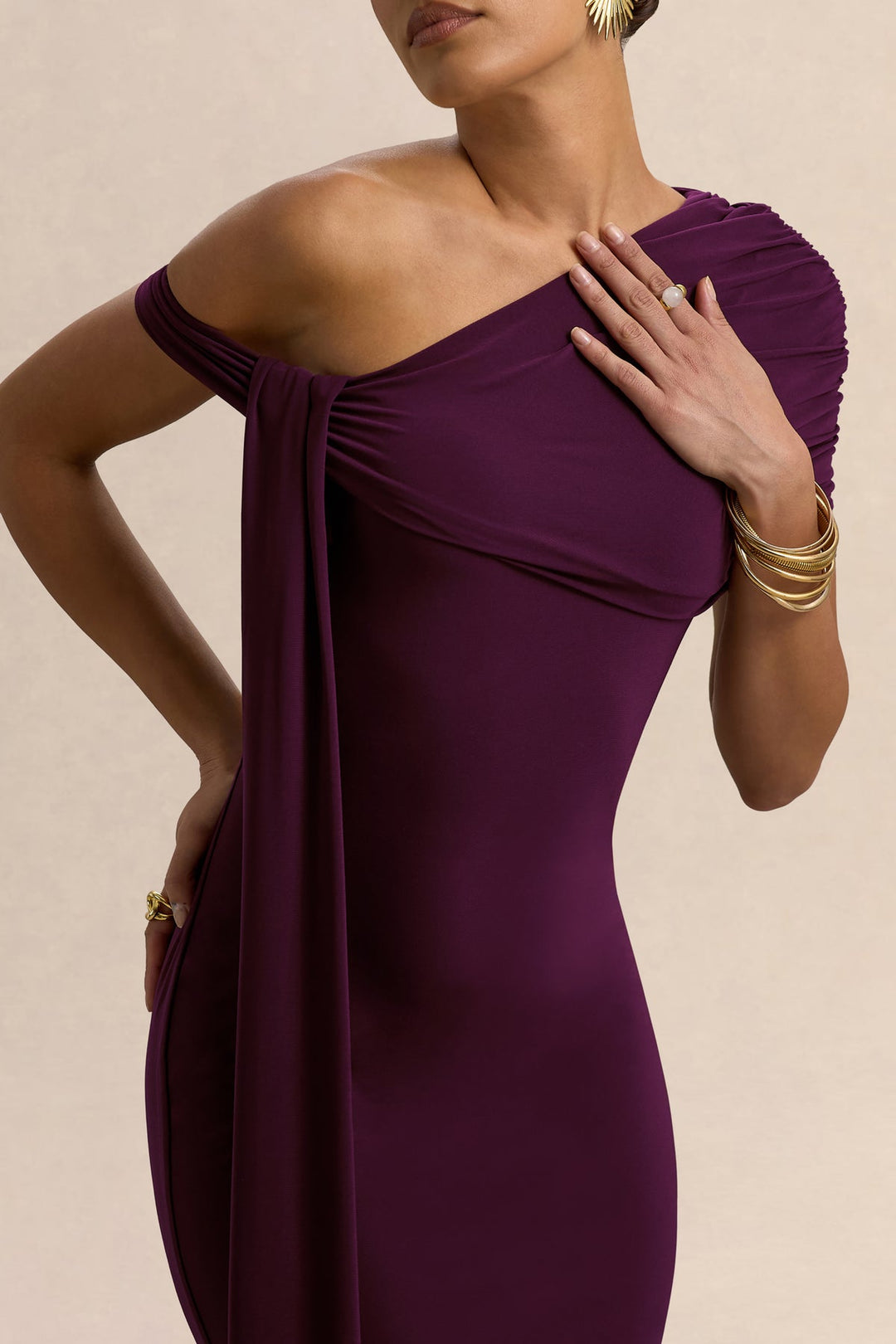 Maeve Drape Midi Dress Black