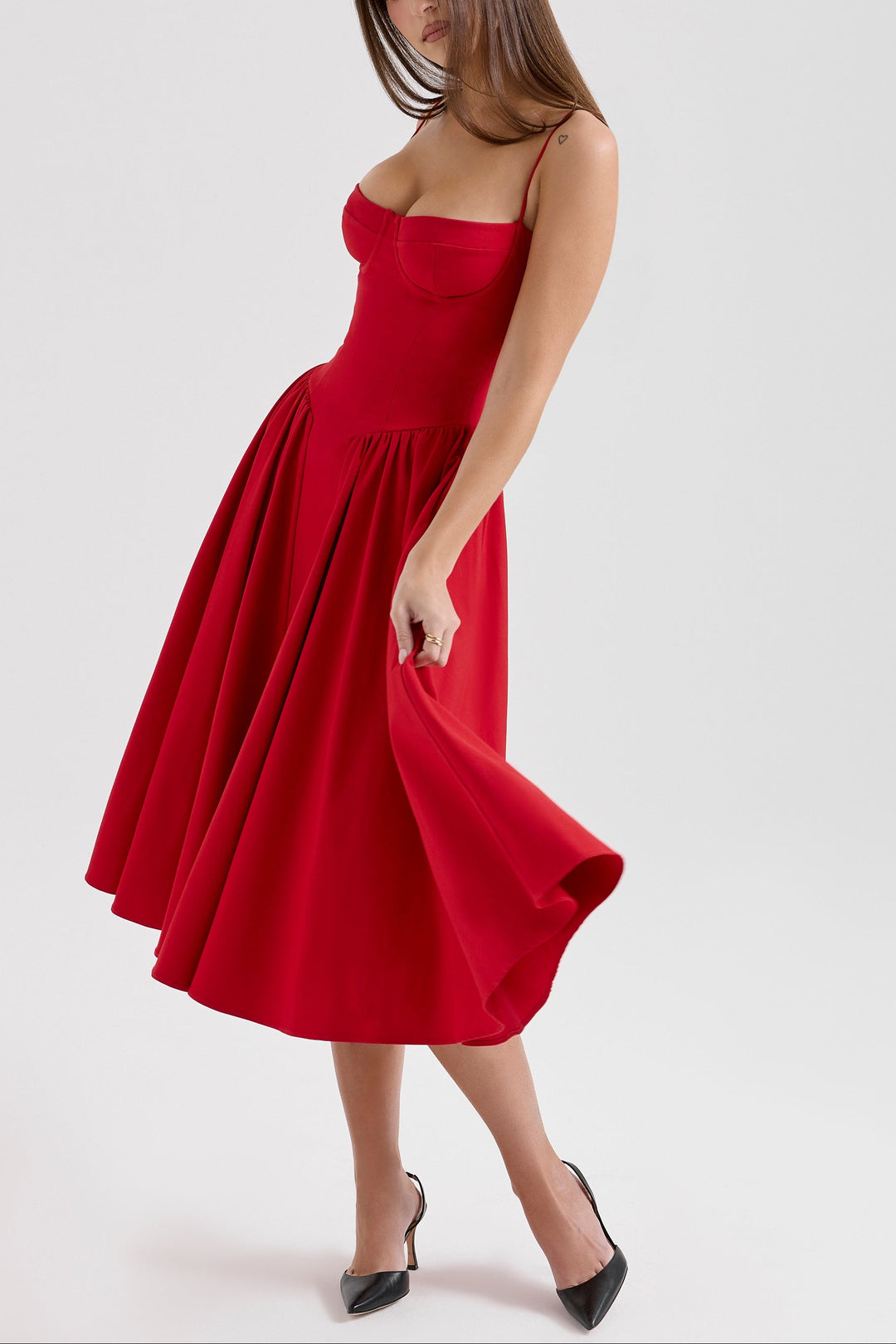 Hannah Midi Dress in Red