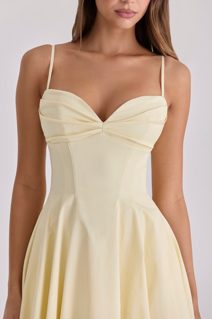 Daisy Midi Dress in butter yellow