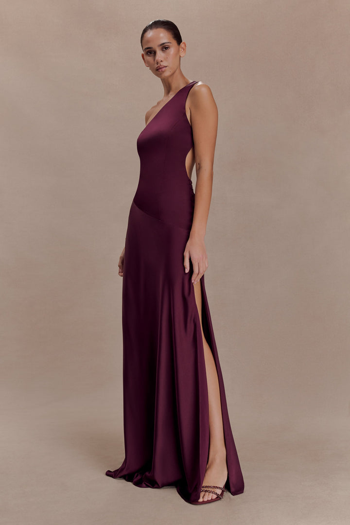 Iris Asymmetrical Satin Maxi Dress