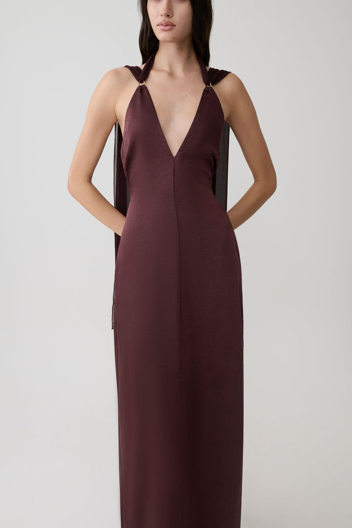 Ravelle Draped Satin Maxi Dress