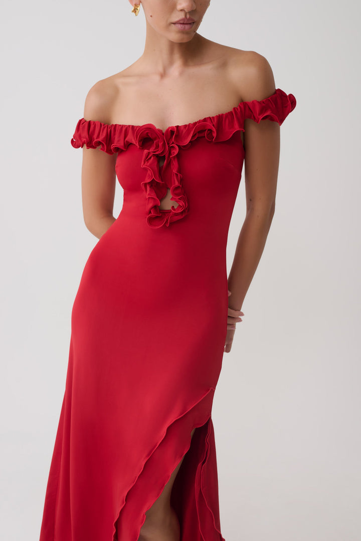 Rihanna Ruffle Midi Dress