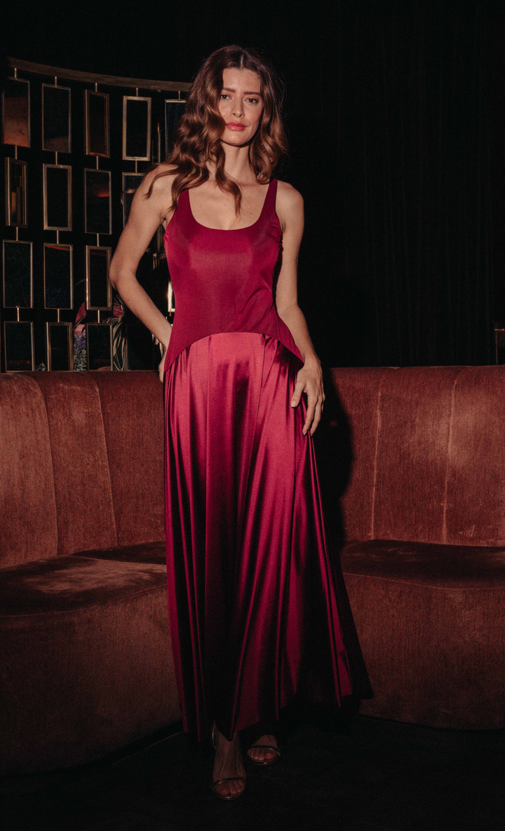 Amelia Satin Flared Dress