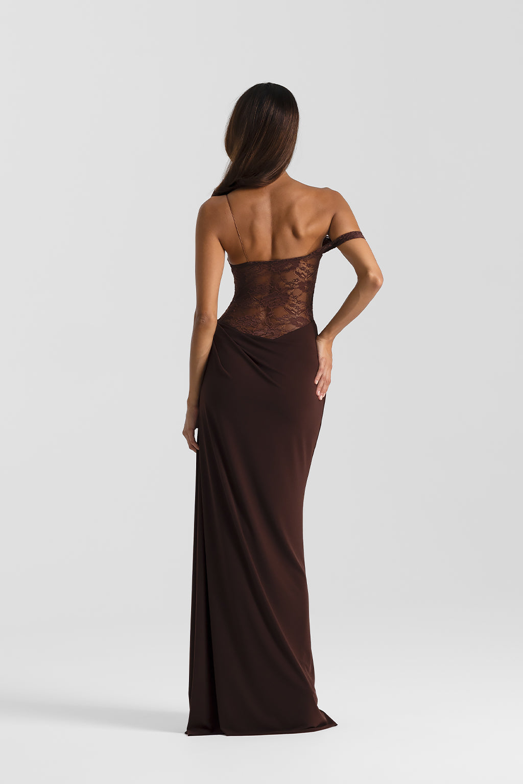 Sorevane Lace Draped Gown