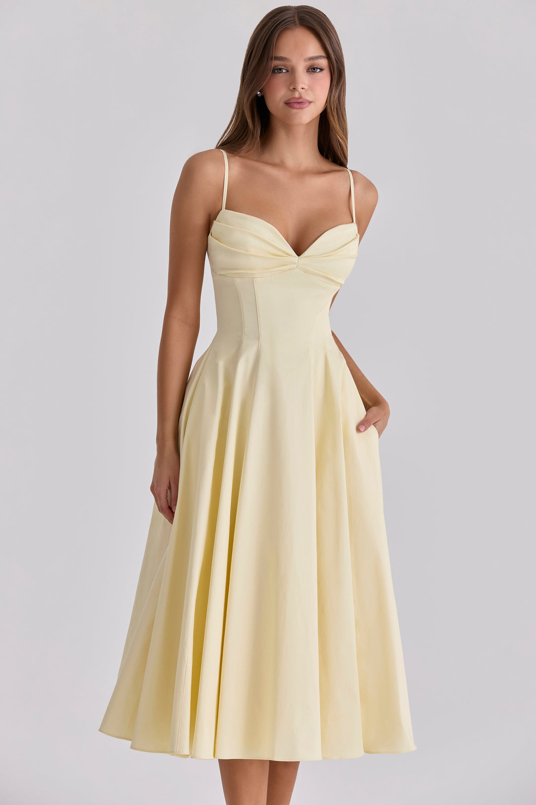 Daisy Midi Dress in butter yellow