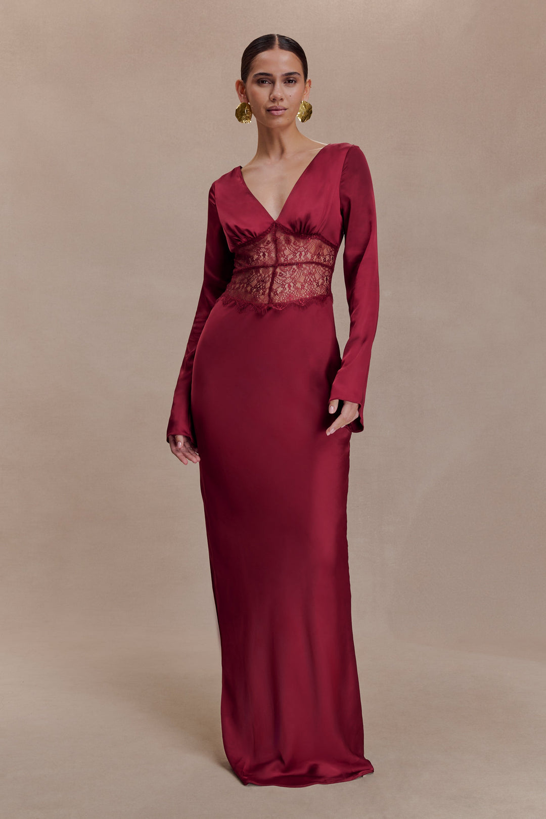 Anamaria Satin and Lace Maxi Dress