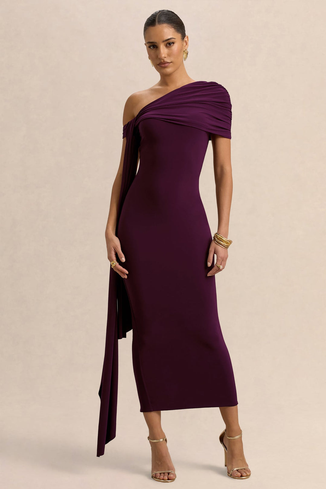 Maeve Drape Midi Dress Voilet