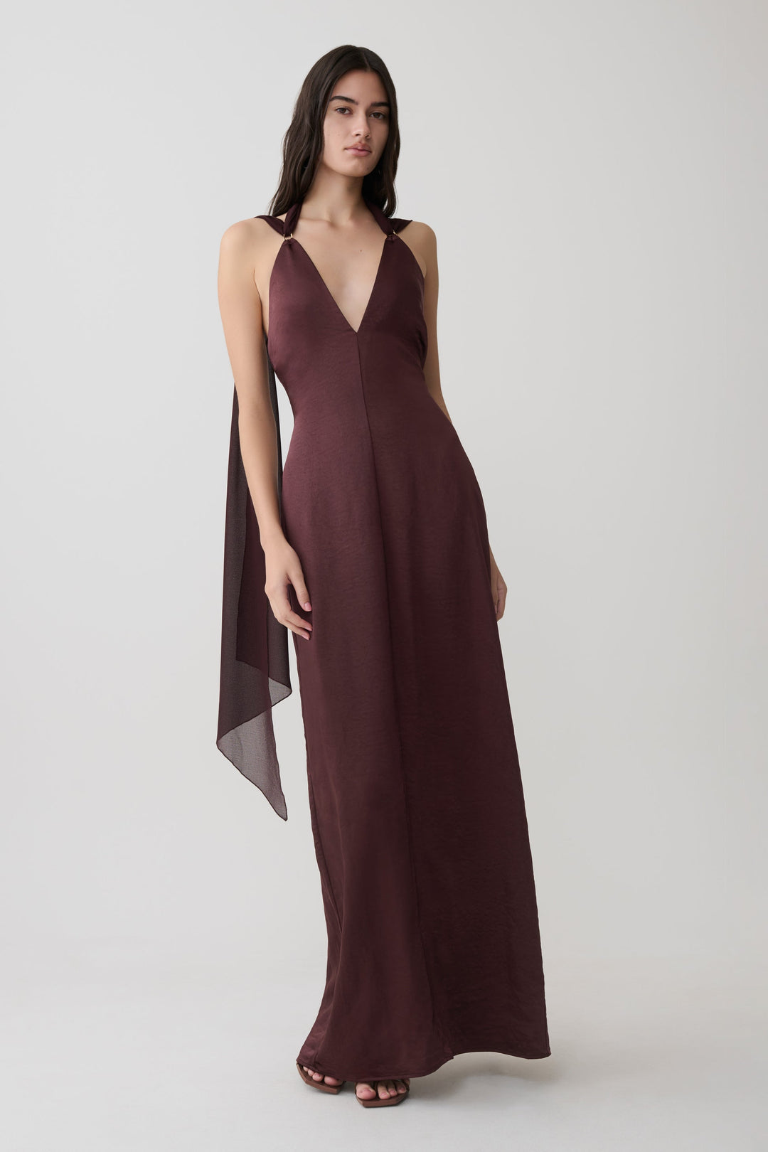 Ravelle Draped Satin Maxi Dress