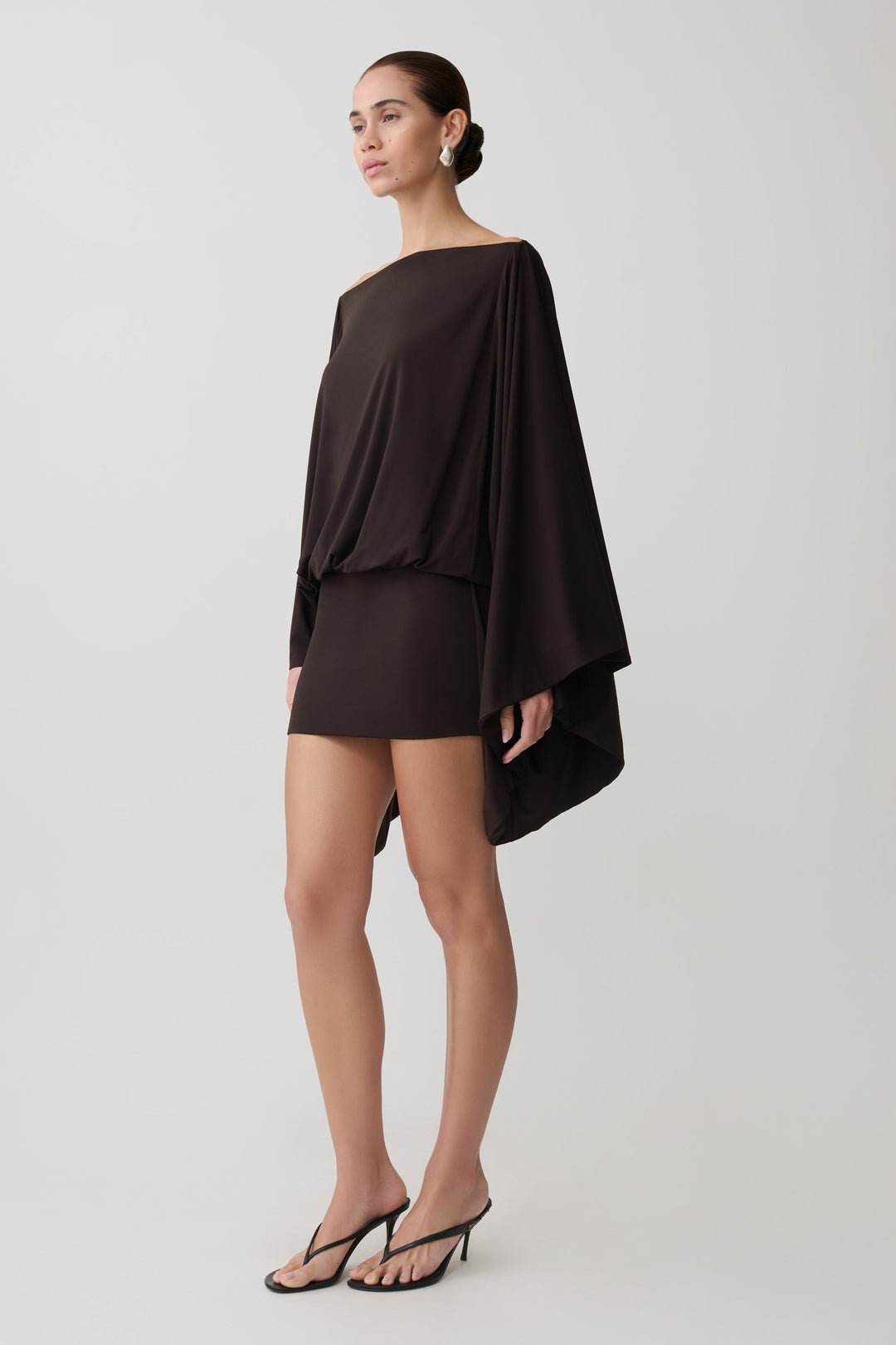 Lana Boat Neck Cape Mini Dress