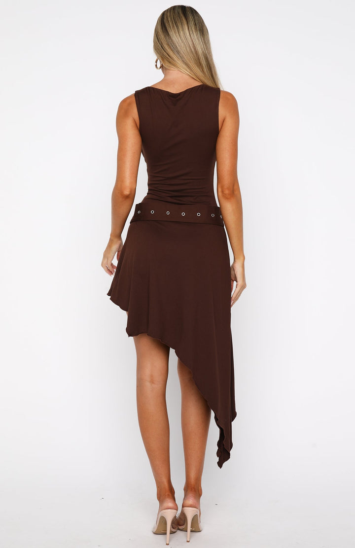 City Girl Asymmetric Midi Dress with Belt