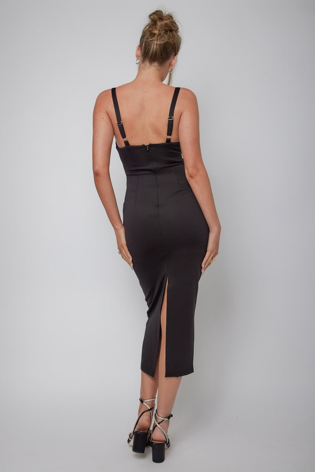 Paula Sequin Bust Midi Dress Black