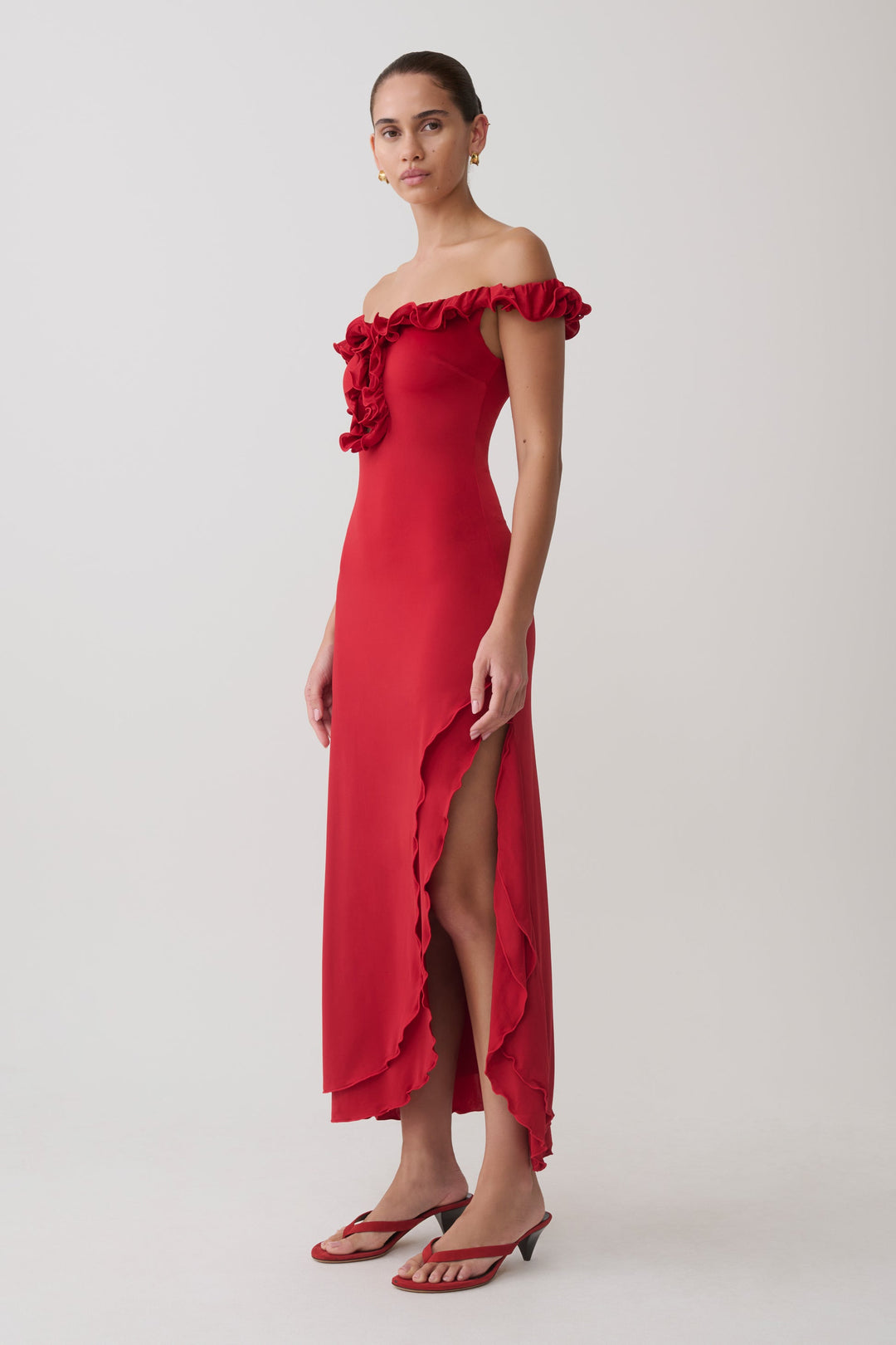Rihanna Ruffle Midi Dress