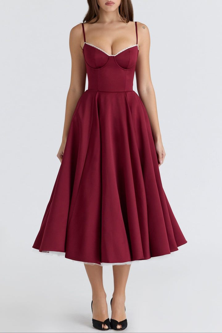 Molly Midi Dress in maroon